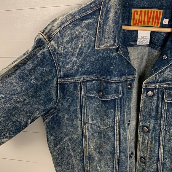 Vintages Calvin Klein denim acid washed trucker jacket mens size large - Picture 7 of 15
